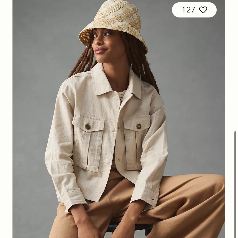 Anthropologie Dolan Left Coast Collection Linen blend Utility Jacket Size Small